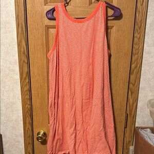 Orange Striped Sleeveless Dress